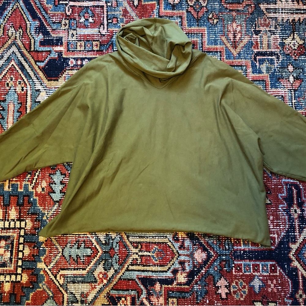 Relaxed Olive Cowl Neck Top for Women